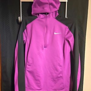 Nike Running Dri-Fit 1/4-1/2 Zip Hoodie Pullover Med -Women’s Purple & Black